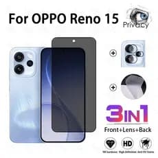 Protetor De Tela Anti-Espionagem De Vidro Temperado 3 Em 1 OPPO Reno 15 Para 14 15F 14F A6t A6x Pro 4G 5G 9D Espião Film