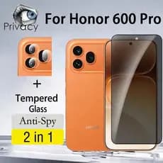 Protetor De Tela Anti-Espionagem 2 Em 1 Honor 600 Pro Vidro Temperado 9D Para Lite 400 X7C X7D X8D X9D Lente De Câmera