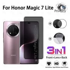 3 Em 1 Honor Magic 7 Lite Protetor De Tela Anti-Espionagem De Vidro Temperado Filme De Fibra De Carbono Para 6 5 200 400