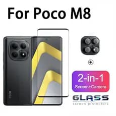 Protetor De Tela De Vidro Temperado 2 Em 1 Poco M8 Para Xiaomi Redmi Note 15 14 C85 C75 Pro Plus Lente De Câmera