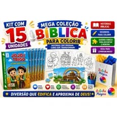 15 Kit Revistas Livro Bíblico Colorir Pintura Infantil Livrinhos Festa Lembrancinha Prenda Criança