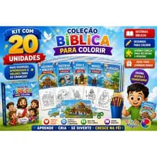 Kit 20 Livrinhos Colorir Bíblico Infantil Atividade Educativa Lembrancinha Escolar Prenda Pintar