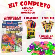 Magiquisto Kit Infantil Revistinha Colorir + Massinha+ Giz + Cortador Forminha Lembrancinha Criança