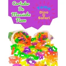 Kit Cortador de Massinha Neon Forminha Modelar Dinossauro Safari Kit Lembrancinha Aniversario Prenda
