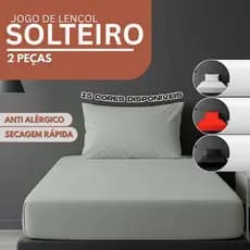 Jogo de Lençol Solteiro 2 Peças Liso 1,88 x 0,88 x 0,20 Altura - Várias Cores