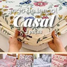 Kit Jogo de Lençol Casal Padrão 3 Peças 1,38m x 1,88m x 25cm de altura Microfibra - Estampa Sortida