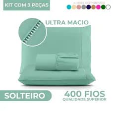Lençol Solteiro 400 fios Micropercal 2 Peças Ponto Palito - Diversas Cores