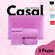 Jogo de Lençol Cama Casal Padrão Box 3 Peças Liso com Elástico em toda volta - 1,88m x 1,38m x 20cm