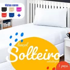 Lençol Solteiro Avulso Liso Com Elástico 0,88m x 1,88m x 0,20m de Altura