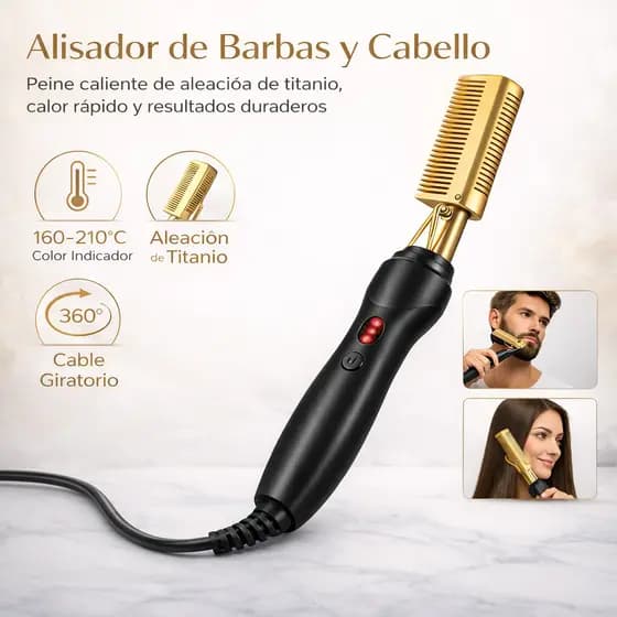 Pente Alisador Elétrico Profissional Bivolt Aquecimento Rápido Temperatura Ajustável Titânio