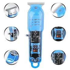 Máquina de Cortar Cabelo e Barba Profissional Sem Fio LCD Digital Recarregável Maquininha de Barbear Transparente