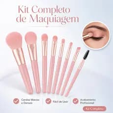 Kit 8 Pincéis de Maquiagem Mini Portátil para Viagem Estojo Transparente Cerdas Macias