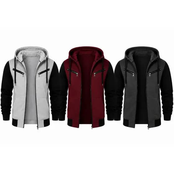 Moletom Blusa De Frio Jaqueta De Zíper Slim Casaco Com Capuz