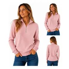 Suéter Feminino Macio Premium Estilo e Conforto para o Inverno Moda Feminina com Zíper Frontal e Manga Longa