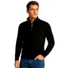 Suéter Masculino de Gola Alta com Zíper Qualidade Premium