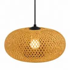 Lustre Pendente Rattan Redondo Bambu Natural 30cm