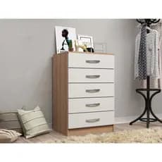 Cômoda 5 Gavetas Madeira Amêndoa com Puxadores Modernos – Organização e Estilo para Quarto