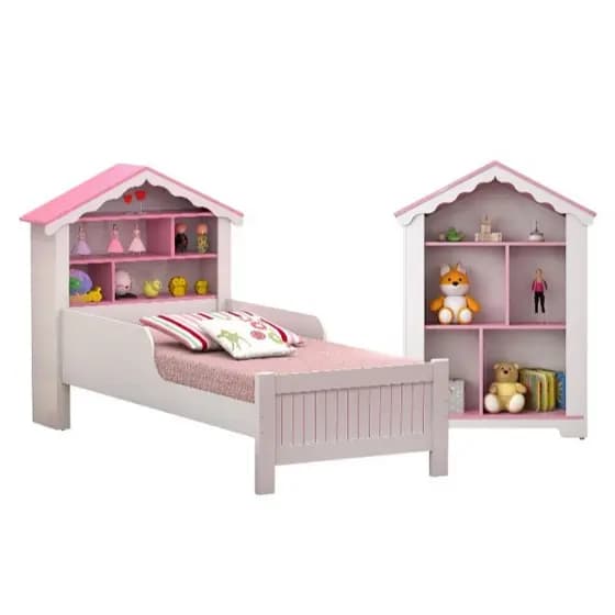 Cama Montessoriana Casinha Infantil Solteiro Com Estante MDF