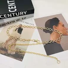 Corrente feminina com cinto redondo de strass e diamante