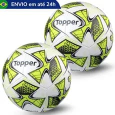 Kit 2 Bolas Society Topper Grama Sintética Profissional Impermeável Resistente Fut7 Futebol Suiço