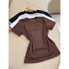 Kit 3 Blusas Feminina Caneladinha Camiseta Baby Tee Manga Curta Básica Babylook Cores Tendencia 2025
