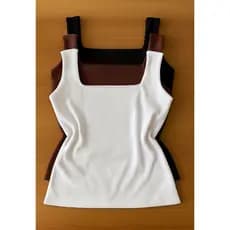 Kit 3 Blusas Caneladinha Feminina Regata Decote Quadrado Reto Verão Basica Lisa Moda Elegante Tendencia Bolgueira