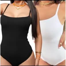 Kit 2 Body Feminino Alcinha Decote Reto com Bojo bory alça fina Body Alcinha Feminino Com Decote Reto Canelado