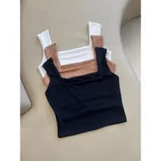 Kit 3 Cropped Básico Premium Gola Quadrada Regata Minimalista Tecido Estruturado Moda Casual Blogueira Tendência  2026
