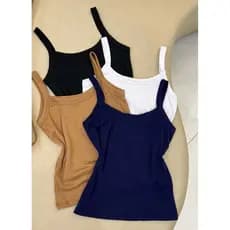Kit 4 Regatas Femininas Caneladas Premium Rib Knit Body Fit Alça Fina Toque de Algodão Blusa Academia Casual Verão 2026