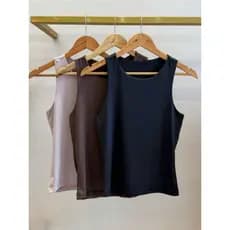 Kit 3 Regata Feminina Blusa Premium Inverno Lisa Moda Gringa Verão Básicas e Versáteis  Preto Marrom Nude