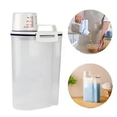 Kit 2 Potes Hermético 2.5L Copo Medidor Dosador Cozinha Mantimentos Lavanderia Multiuso Organizado