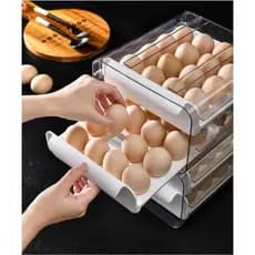 Gaveteiro Suporte Empilhável Porta Ovos Duplo 32 Ovos Cor Branco Cinza E Laranja