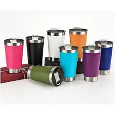 Copos Térmicos Inox 473 ML Com Tampa E Abridor Isolamento Térmico