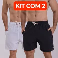 Kit 2 Short Linho Masculino Bermuda Casual Mauricinho Premium Básico Praia Verão Adulto Homem Calção