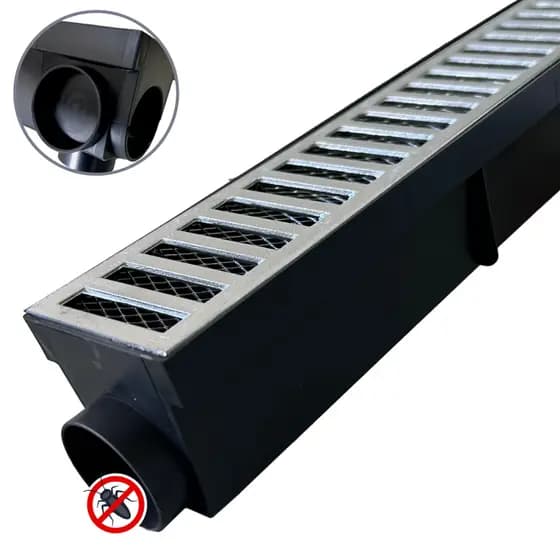 Ralo Linear 50cm Grelha Alumínio coletor Multi Saída Baixa lateral com Tela Anti Inseto