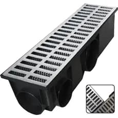 Ralo Linear Grelha Alumínio 15x50 Grande Coletor saída 75mm e 100mm Modular Resistente Alta vazão área externa
