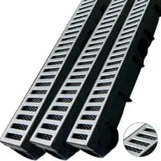 Kit 3 Ralo Linear 6x50cm Grelha Alumínio Escovado com Coletor Sifonado de Água pluvial + Tela anti inseto protetora