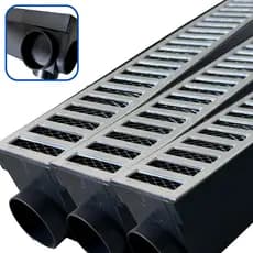 KIT 3 Ralos Linear 50cm Grelha Alumínio coletor Multi Saída Baixa Fundo lateral com Tela Anti Inseto