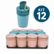 Kit 1--12 Paliteiro c/ +200 Palito de Dente c/ Porta Plástico Portátil p/ Mesa Bar Restaurante Casa