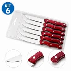 Kit 6/12 Faca de carne legumes peixeira 9 polegada/22.5cm de inox com cabo de madeira de alta qualidade para cozinha