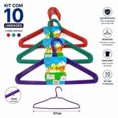 Kit 10/20/30 Cabide aço de adulto 37cm redondo resistente e flexível (envio cor aleatório)