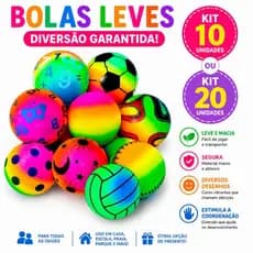 Kit 10/20 Bola leve de vinil 16cm arco-iris infantil - Ideal para criança