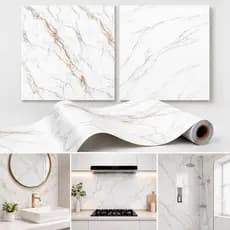 Papel de parede Mármore 5m x 60cm c/ Rolos 5 a 20 metros Fácil Aplicação Lavável P/ Móveis Paredes