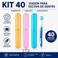 Kit 20/40 Porta Escova de Dente Portátil Protetor Higienico Viagem Família c/ Cor Sortida