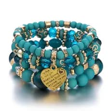 4 Pçs Boho Contas De Cristal Corrente Pulseira Conjunto Para Mulheres Vintage Coração Charme Elástico Feminina Moda Fest