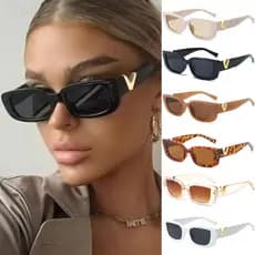 Retro Retângulo Óculos De Sol Feminino Marca Designer Vintage Pequeno Quadro Luxo V Senhoras Clássico Preto Quadrado