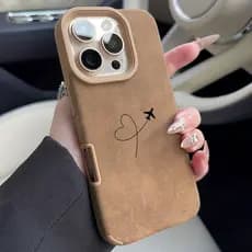 Avião Rota Amor Coração Design Caso De Telefone Couro Falso Para iPhone 17 16 15 14 13 12 11 Pro Max XS X XR Plus 17 Cap