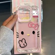 Bonito Olá Kitty Rosa Caso De Telefone Para iPhone 13 Pro Max 11 12 14 15 16 17 16E X XS XR 7 8 Plus Capa Transparente