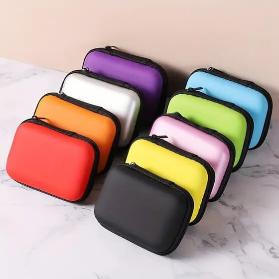 Caixa De Armazenamento De Fone De Ouvido Cabo USB Resistente À Pressão Colorida Com Zíper E Chaveiro