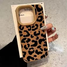 Capa De Telefone Para iPhone 16 15 14 11 12 13 Pro Max Caso Retro Leopardo Impressão Flip Couro 15 16 Plus